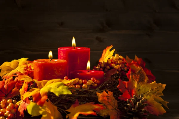 Autumn candles — Stock Photo, Image