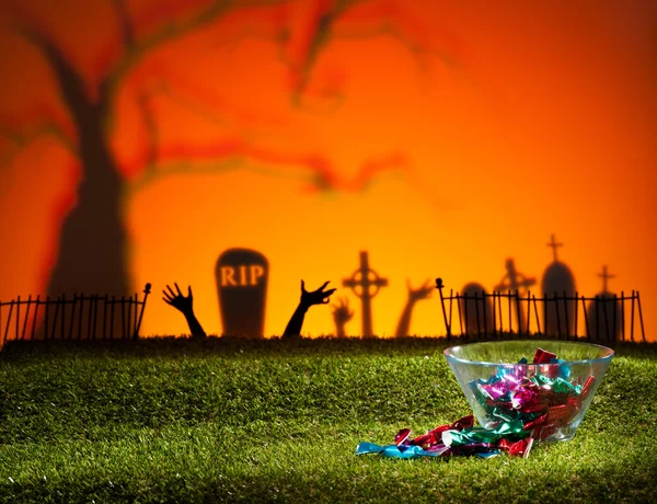 Zombie hands and graveyard — Stock Photo, Image