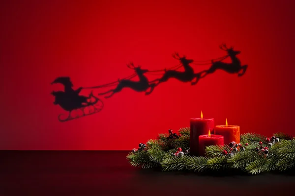 Babbo Natale slitta e candele — Foto Stock