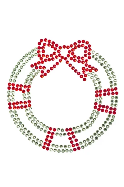 Kırmızı yeşil çelenk rhinestones yapılmış — Stok fotoğraf