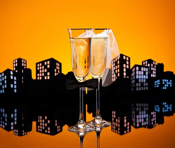 Metropolis şampanya kokteyli lezbiyen — Stok fotoğraf