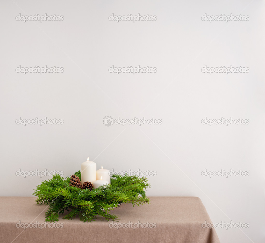 Advent wreath on side board