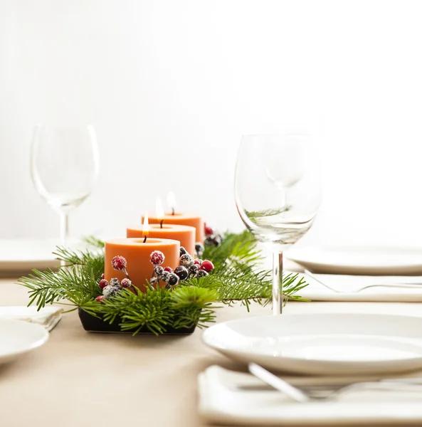 Navidad cena mesa ajuste — Foto de Stock