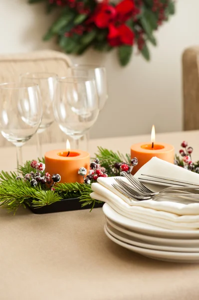 Definição de mesa de jantar de Natal — Fotografia de Stock