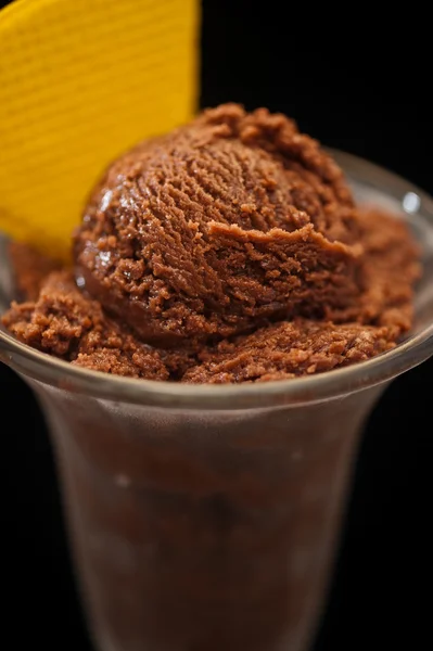 Chocolate ice cream in a glass — Stock Photo, Image
