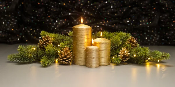 Three golden Candles — Stock Photo, Image