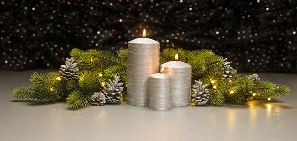 Tre candele d'argento — Foto Stock