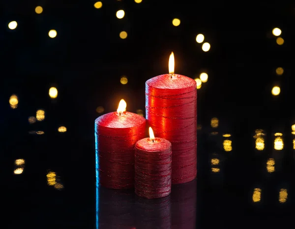 Tres velas rojas — Foto de Stock