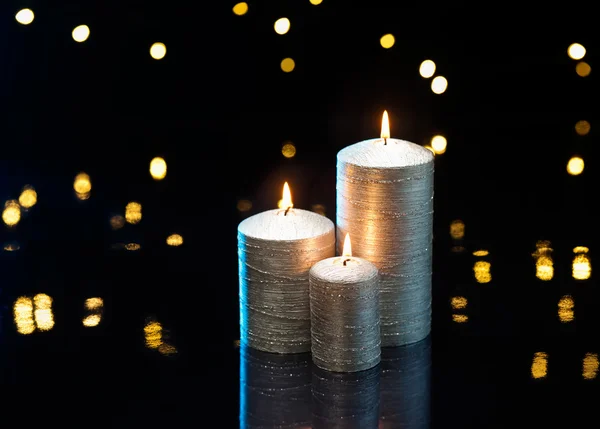 Three Silver Candles — Stock Photo, Image