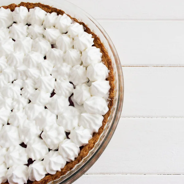 Gelee Baiser Tarte Glaspfanne Backofen Hölzernen Hintergrund — Stockfoto