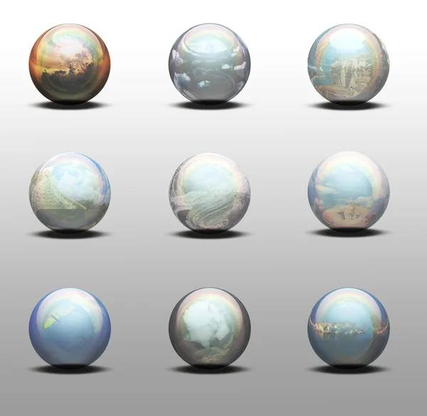 3d orb with panorama inside — Stock Photo, Image