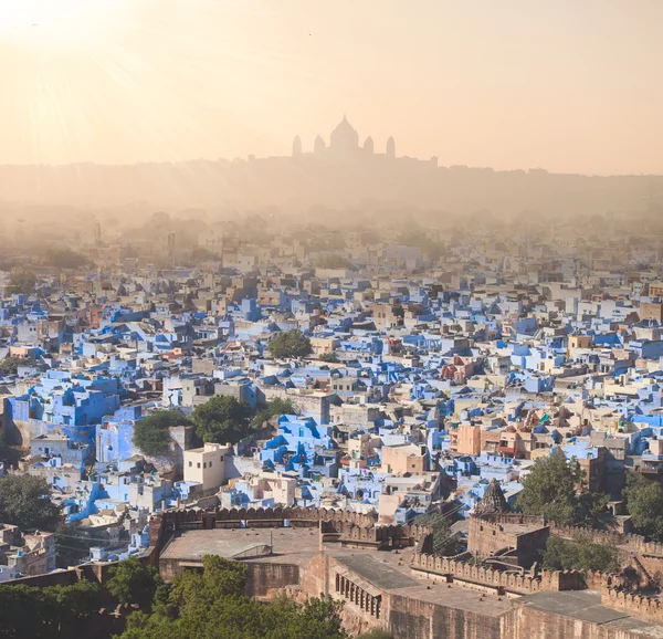 Città blu Jodhpur e vista del palazzo, India — Foto Stock