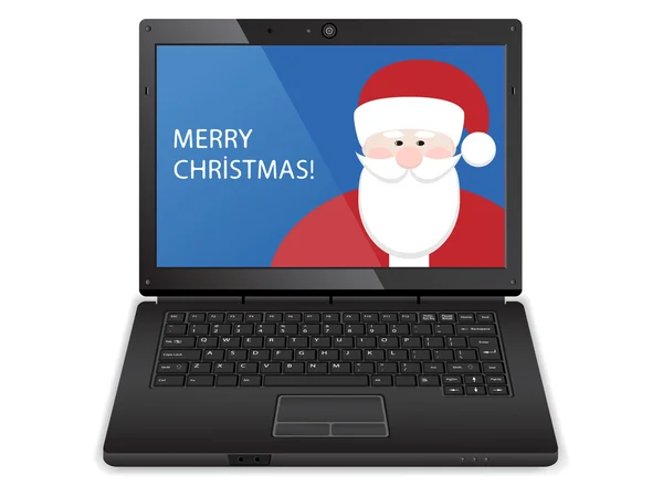 Laptop with santa — Stock Photo, Image