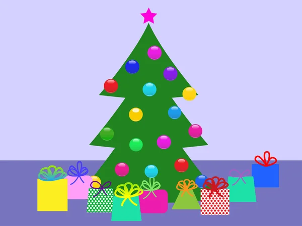 Árbol de Navidad con regalos — Vector de stock