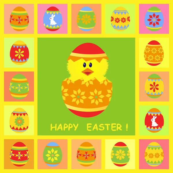 Easter card with chick — Stock Vector