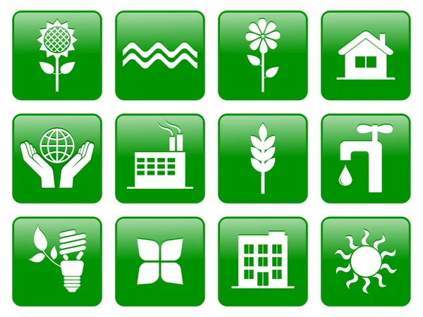 Ícones ecológicos verdes —  Vetores de Stock