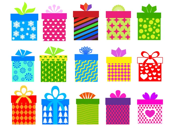 Gift boxes set with different pattern — Stock Vector