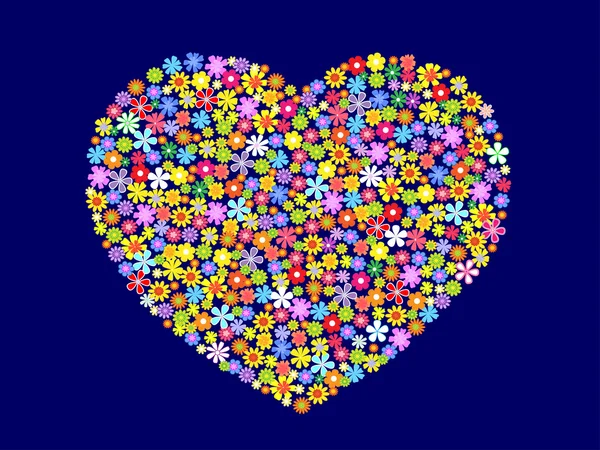 Contorno corazón de flores — Vector de stock