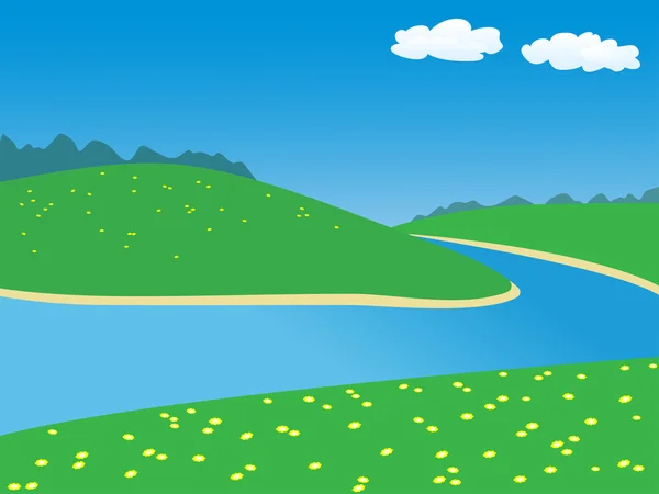 Paisaje con río. — Vector de stock