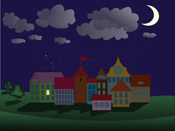 Night town scene — Stock Vector