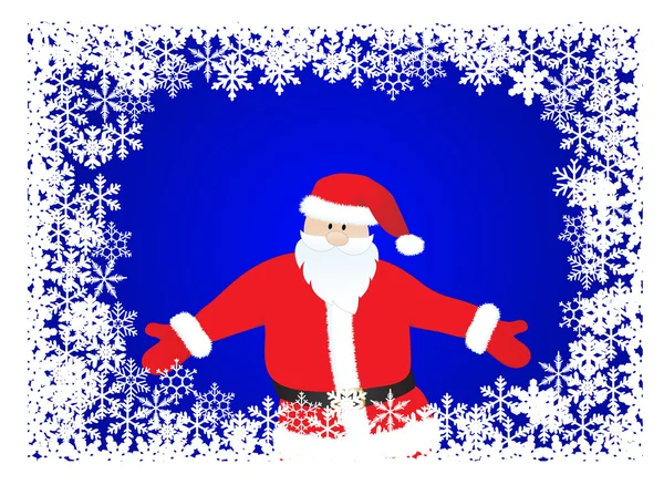 Marco de copo de nieve de Navidad con santa claus — Vector de stock