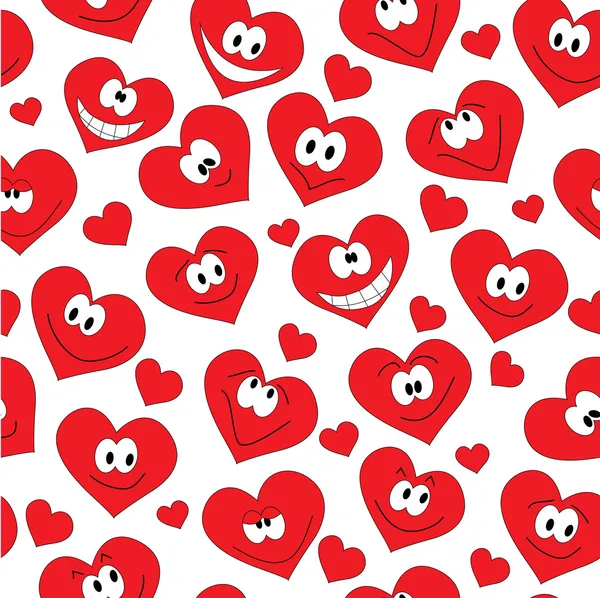 Seamless background of smiling hearts — Stock Vector