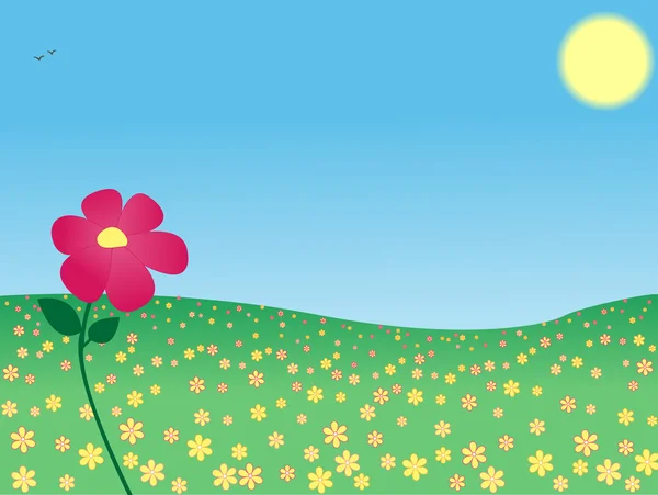 草地上的花 — 图库矢量图片