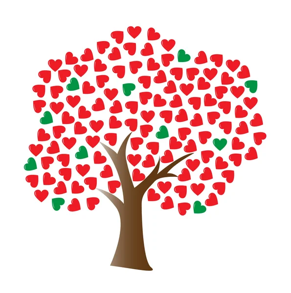 Árvore de amor com folha em forma de coração — Vetor de Stock