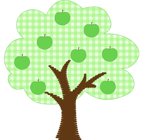 Kareli kumaş dikiş elma ağacı — Stok Vektör