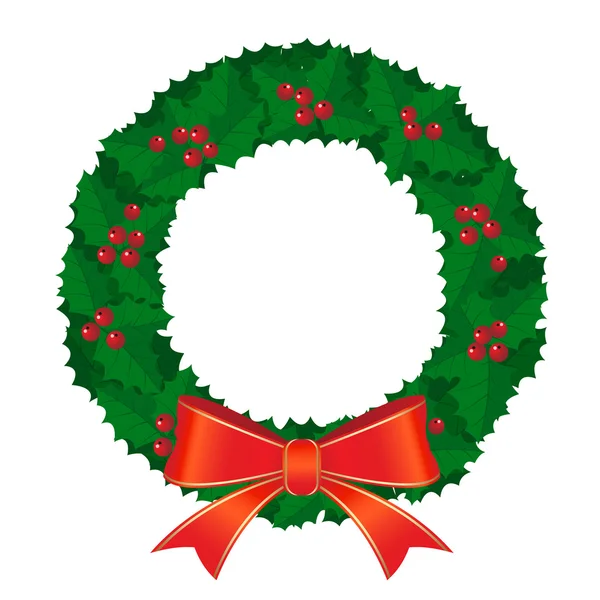 Christmas wreath with red bow — Stock Vector