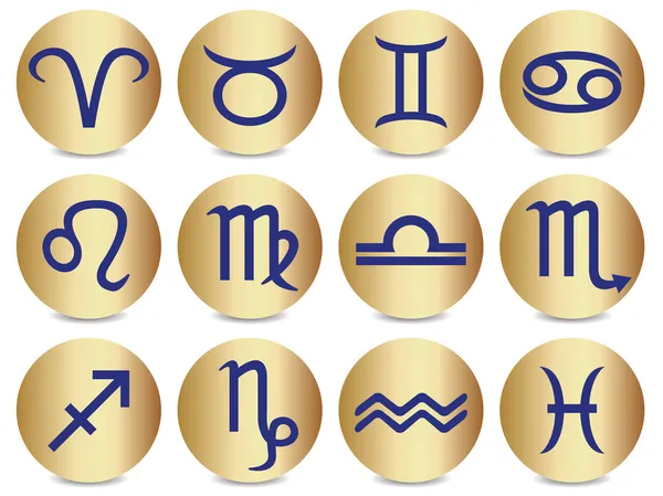 Symbole, die die zwölf Tierkreiszeichen darstellen. — Stockvektor