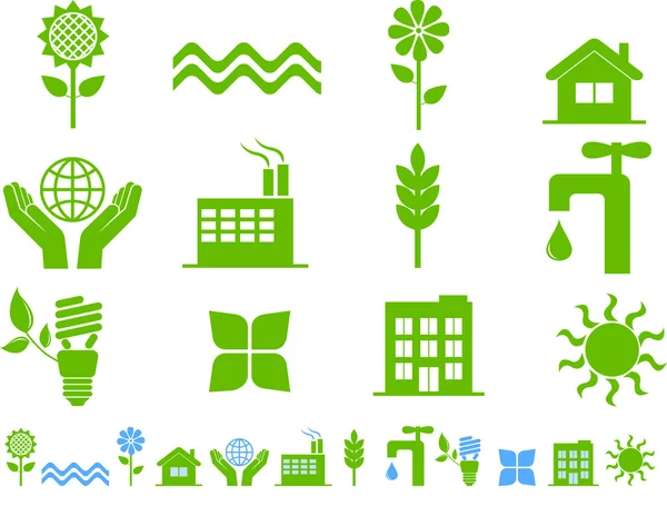 Groene ecologie pictogrammen — Stockvector