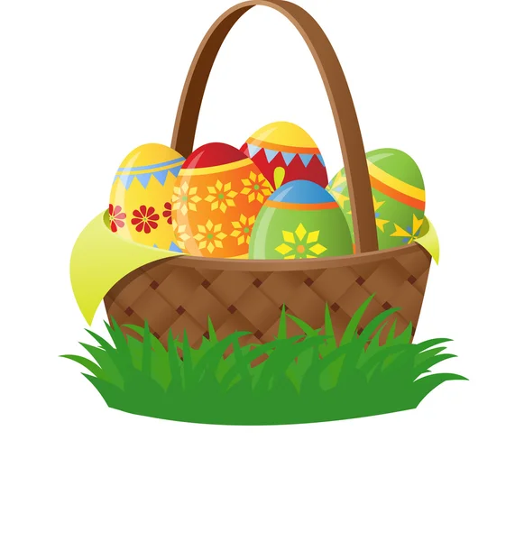 Húsvéti kosár tojással — Stock Vector
