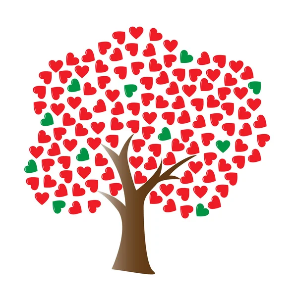 Love tree with heart-shaped leaf — Stock Vector