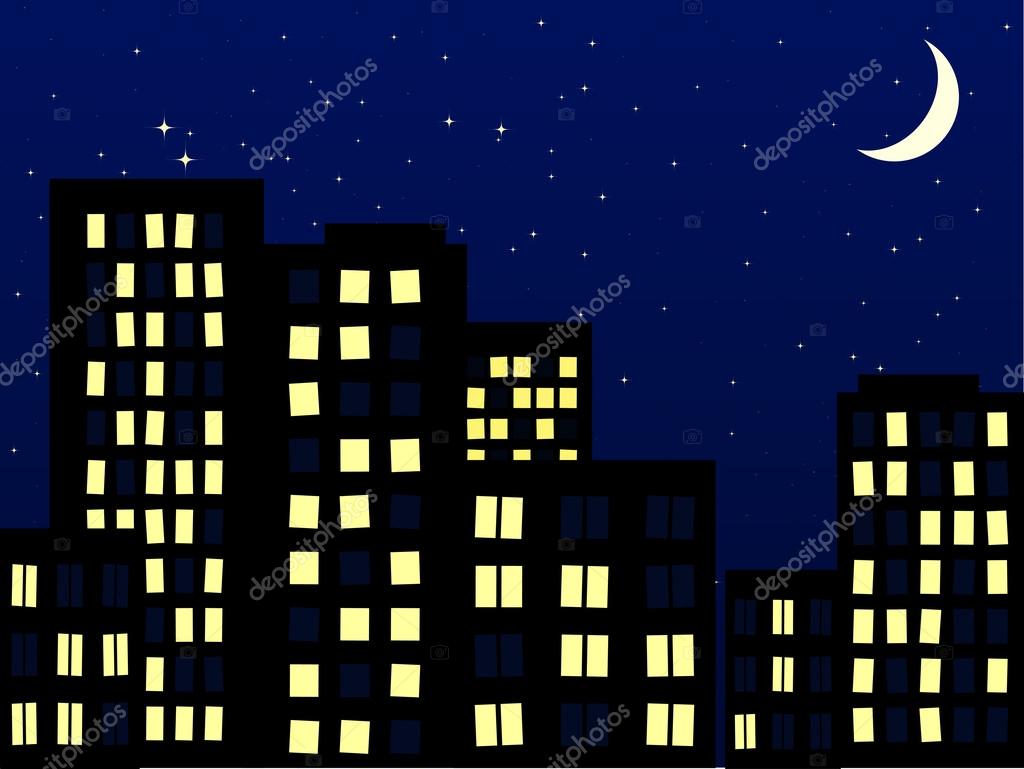 Night scenery of building city with moon Stock Vector by ©Takra ...