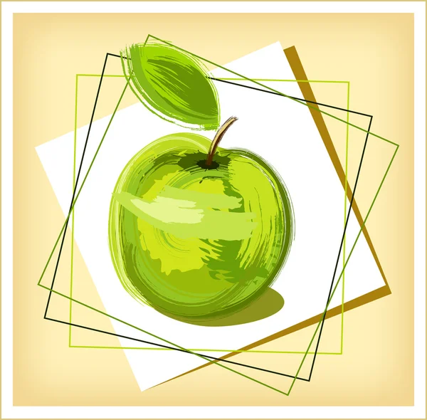 Elma yeşil çizim — Stok Vektör