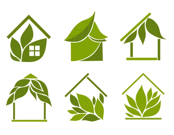 Set of vector green houses — Stock Vector