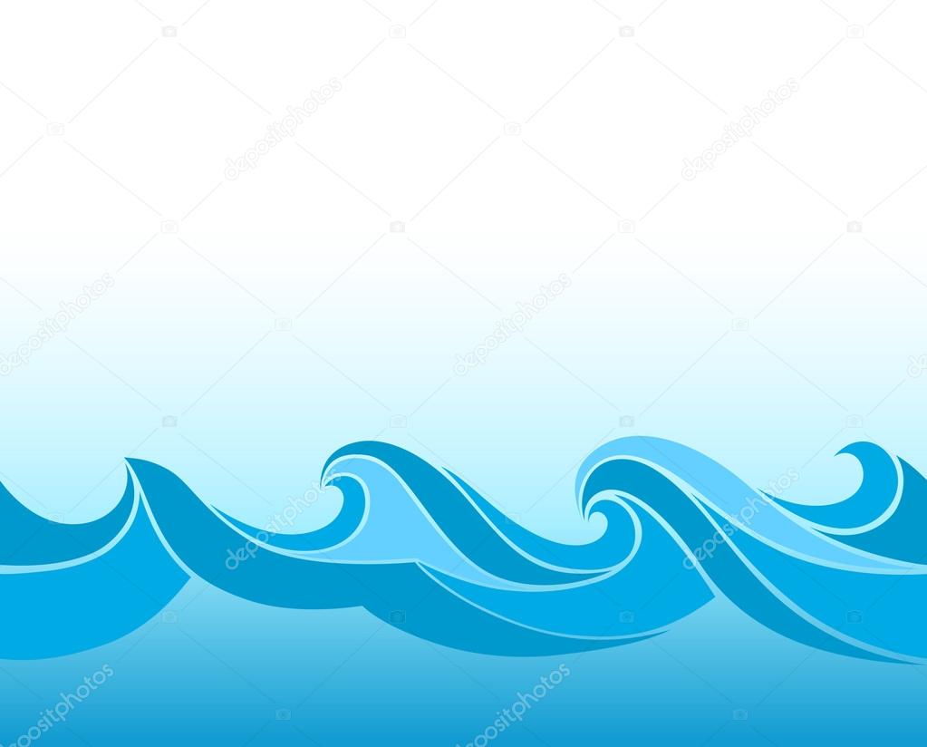 Blue background with stylized waves