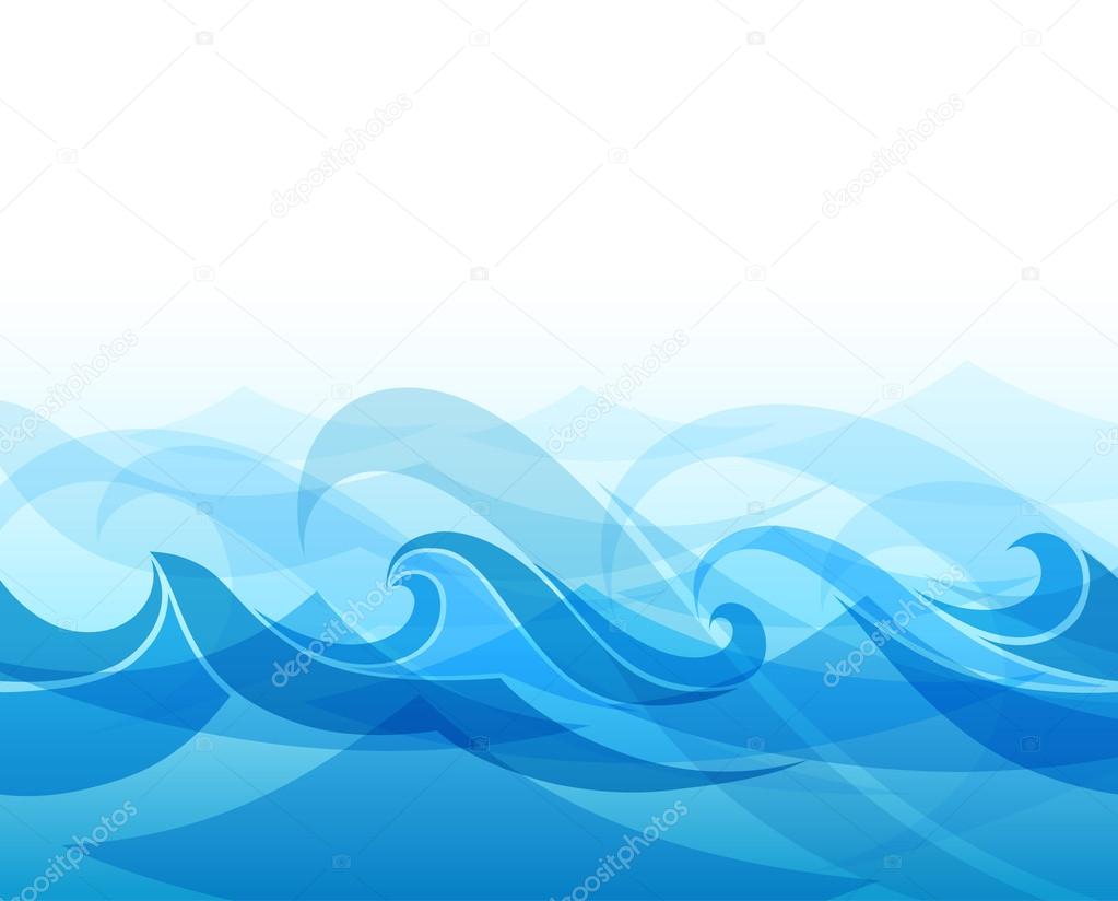 Blue background with stylized waves