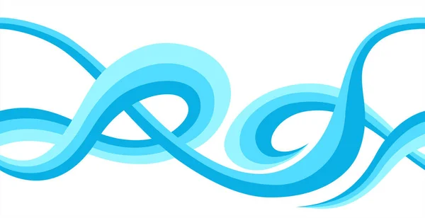 Patrón inconsútil azul hermosas olas — Vector de stock