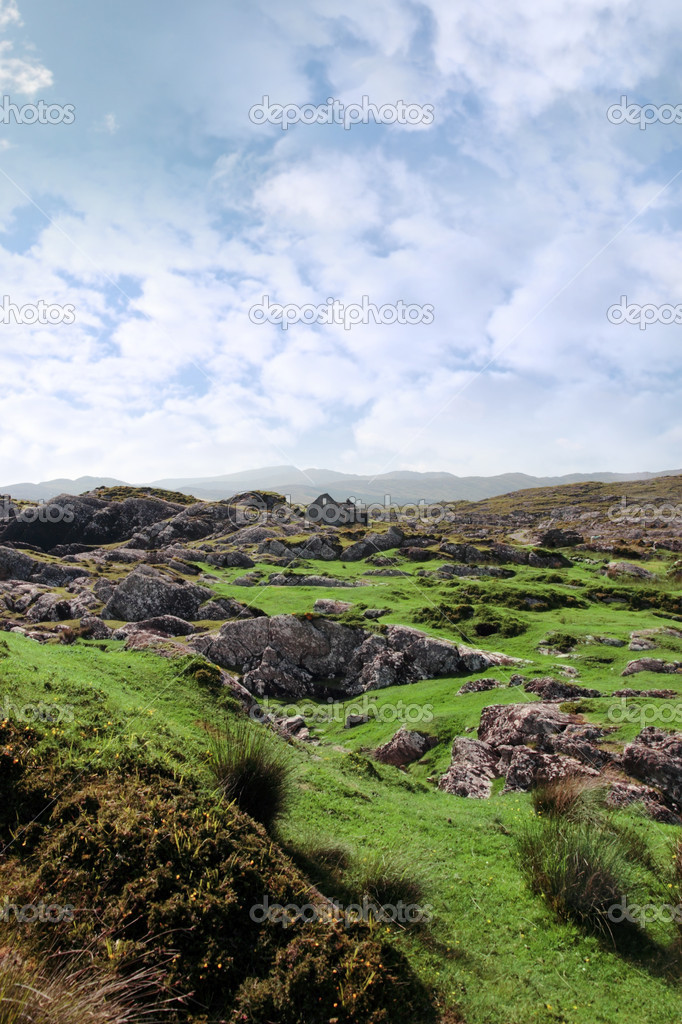 Ruin in irish rocky landscape