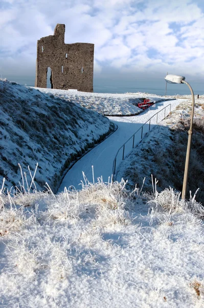 Christmasy vista do castelo ballybunion — Fotografia de Stock