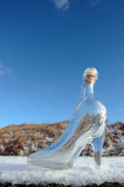 Glasabsatzschuh auf schneebedeckter Oberfläche — Stockfoto
