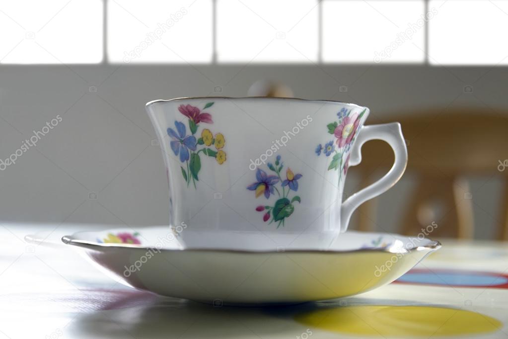 tea cup on a restaurant table