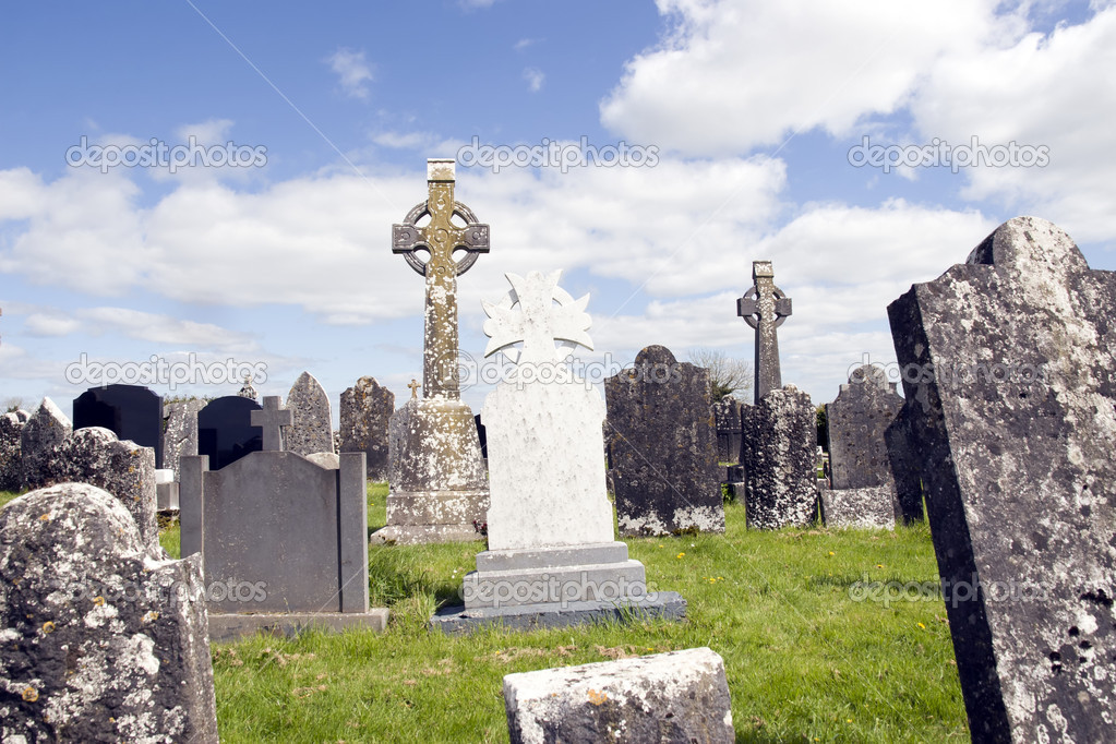 old ancient Irish Celtic graveyard