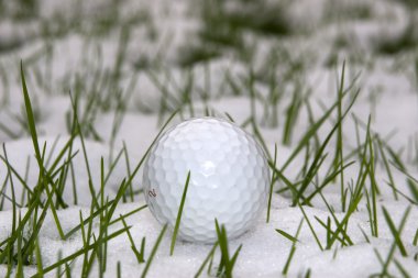 Golf topu karla kaplı çim