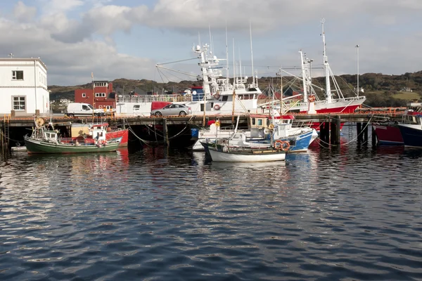 Barcos de pesca ancorados nas águas calmas de Killybegs — Fotografia de Stock