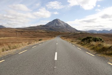 road to the Errigal mountains in county Donegal Ireland clipart