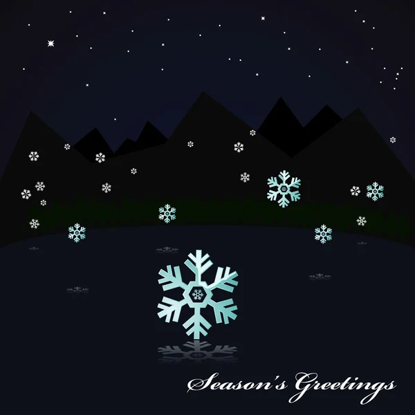 Snowing on the lake at night — Stock Vector