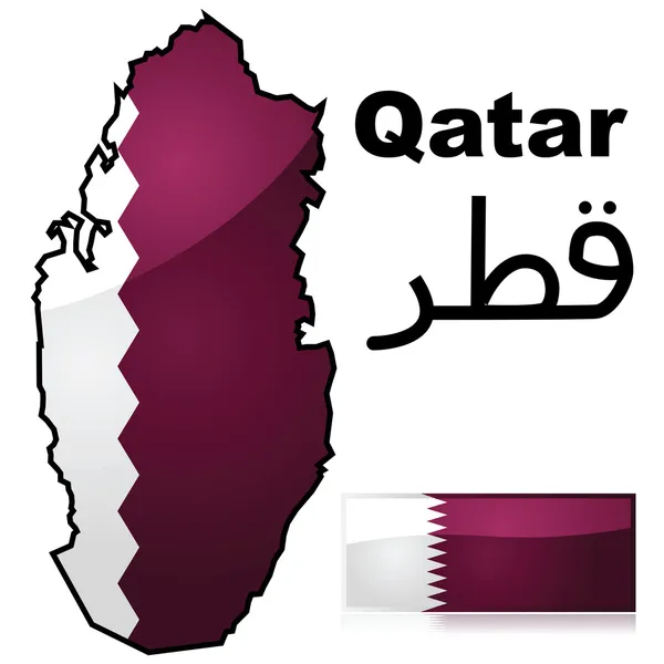 Mapa Kataru a vlajky — Stockový vektor